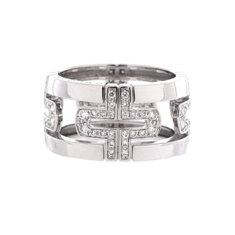 Bvlgari Parentesi Band Ring 18K White Gold and Diamonds 11mm