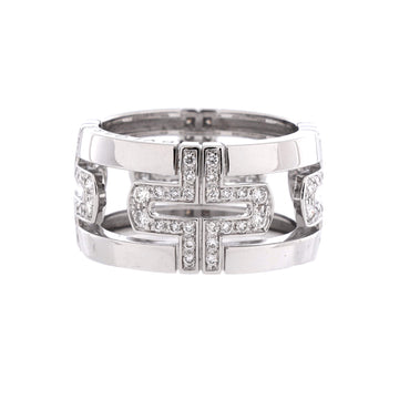 Bvlgari Parentesi Band Ring 18K White Gold and Diamonds 11mm