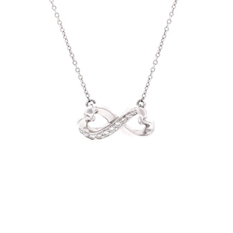Tiffany & Co. Paloma Picasso Double Loving Heart Pendant Necklace 18K White Gold with Diamonds