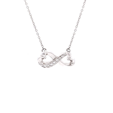 Tiffany & Co. Paloma Picasso Double Loving Heart Pendant Necklace 18K White Gold with Diamonds