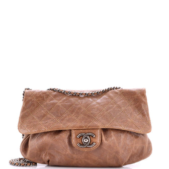 Chanel Elastic Flap Bag Quilted Glazed Caviar Medium