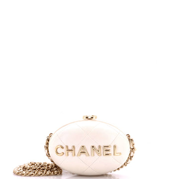 Chanel Oval Minaudiere Clutch on Chain Quilted Lambskin