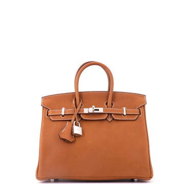 Hermes Birkin Handbag Fauve Barenia Faubourg with Palladium Hardware 25