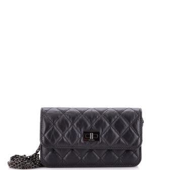 Chanel So Black Reissue 2.55 Flap Phone Holder with Chain Quilted Aged Calfskin