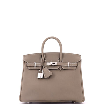 Hermes Birkin Handbag Etoupe Togo with Palladium Hardware 25
