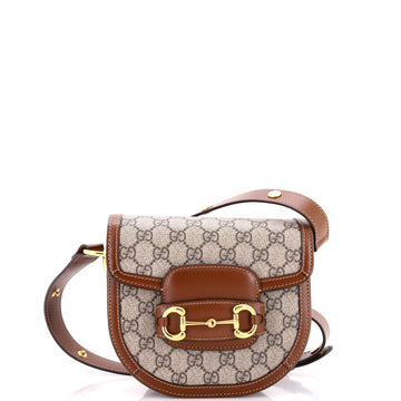 Gucci Horsebit 1955 Rounded Shoulder Bag GG Coated Canvas and Leather Mini