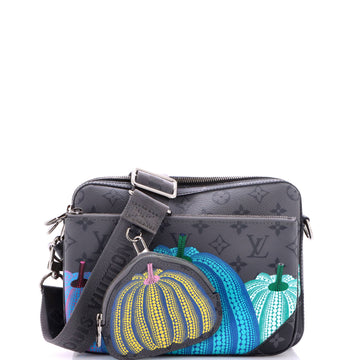Louis Vuitton Trio Messenger Bag Yayoi Kusama Pumpkins Reverse Monogram Eclipse Canvas