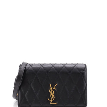 Saint Laurent Angie Chain Shoulder Bag Quilted Leather Small