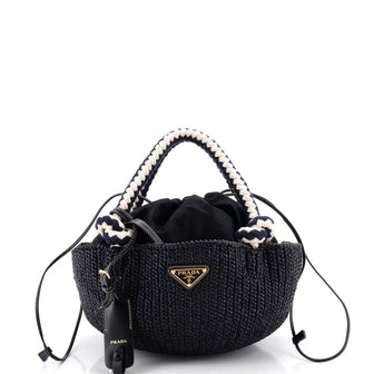 Prada Basket Tote Crochet Raffia Small