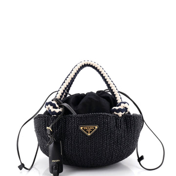 Prada Basket Tote Crochet Raffia Small