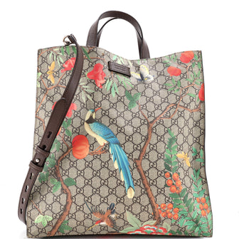 Gucci Convertible Soft Open Tote Tian Print GG Coated Canvas Tall