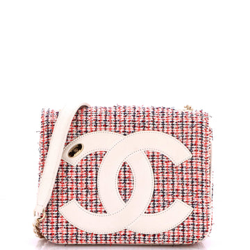 Chanel CC Mania Flap Bag Tweed with Lambskin Small