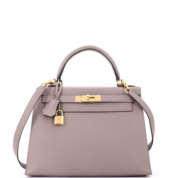Hermes Kelly Handbag Gris Asphalte Epsom with Gold Hardware 28