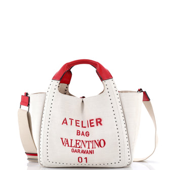 Valentino Garavani Atelier 01 Tote Studded Canvas Medium