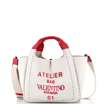 Valentino Garavani Atelier 01 Tote Studded Canvas Medium