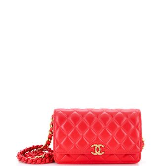 Chanel Lacquered Metal CC Wallet on Chain Quilted Lambskin
