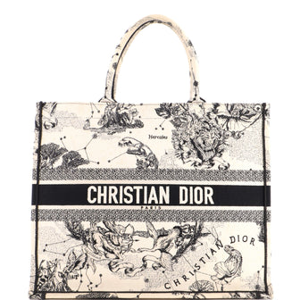 Christian Dior Book Tote Embroidered Canvas Large