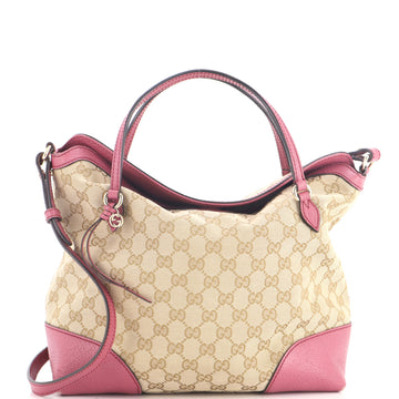 Gucci Bree Convertible Top Handle Bag GG Canvas with Leather Medium