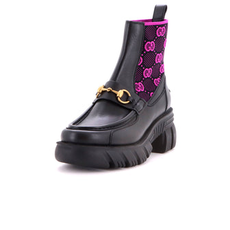 Gucci Women's Quebec Horsebit Chelsea Boots Leather with GG Elastic