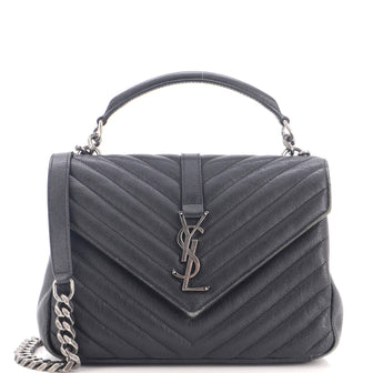 Saint Laurent Classic Monogram College Bag Matelasse Chevron Leather Medium