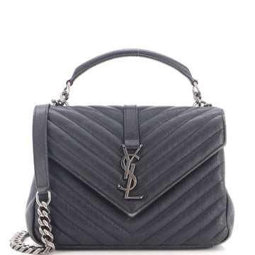 Saint Laurent Classic Monogram College Bag Matelasse Chevron Leather Medium