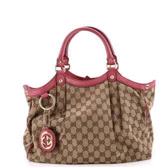 Gucci Sukey Tote GG Canvas with Leather Medium