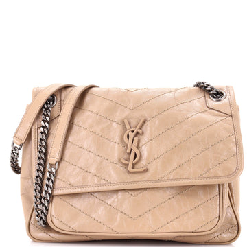 Saint Laurent Niki Chain Flap Bag Matelasse Chevron Leather Medium