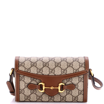 Gucci Horsebit 1955 Flap Crossbody Bag GG Coated Canvas Mini