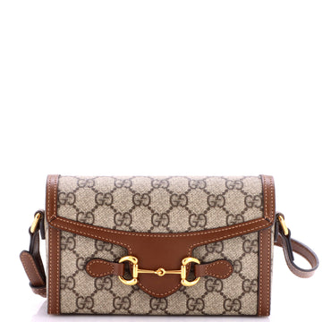 Gucci Horsebit 1955 Flap Crossbody Bag GG Coated Canvas Mini