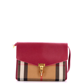 Burberry Macken Crossbody Bag Leather and House Check Canvas Small