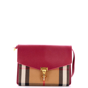 Burberry Macken Crossbody Bag Leather and House Check Canvas Small