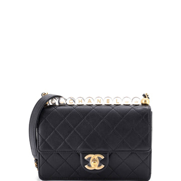 Chanel Chic Pearls Flap Bag Quilted Goatskin with Acrylic Beads Small
