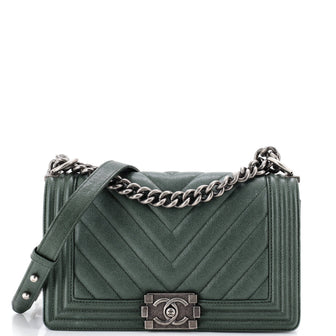 Chanel Boy Flap Bag Chevron Caviar Old Medium