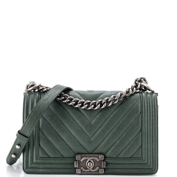 Chanel Boy Flap Bag Chevron Caviar Old Medium