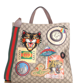 Gucci Courrier Convertible Soft Open Tote GG Coated Canvas with Applique North South