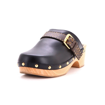 Louis Vuitton Women's Cottage Clog Mules Leather with Monogram Canvas