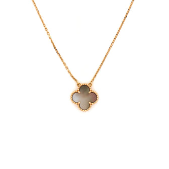 Van Cleef & Arpels Vintage Alhambra Pendant Necklace 18K Rose Gold and Grey Mother of Pearl