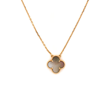 Van Cleef & Arpels Vintage Alhambra Pendant Necklace 18K Rose Gold and Grey Mother of Pearl