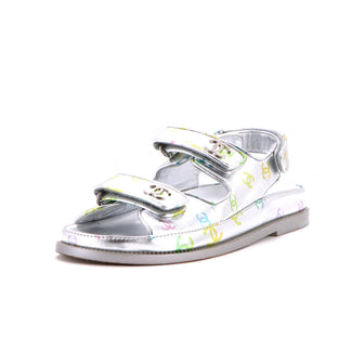 Chanel Women's Velcro Dad Sandals Printed Laminated Leather