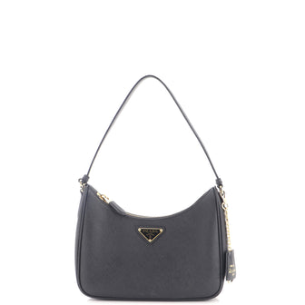Prada Adjustable Handle Zip Hobo Saffiano Leather Mini