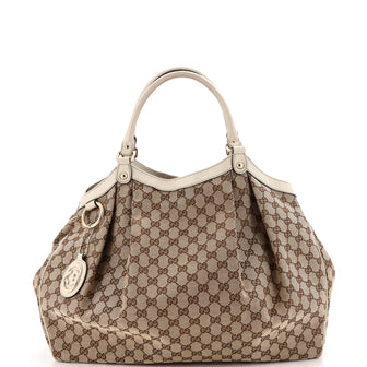 Gucci Sukey Tote GG Canvas with Leather Large