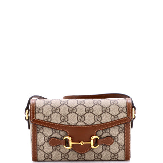 Gucci Horsebit 1955 Flap Crossbody Bag GG Coated Canvas Mini