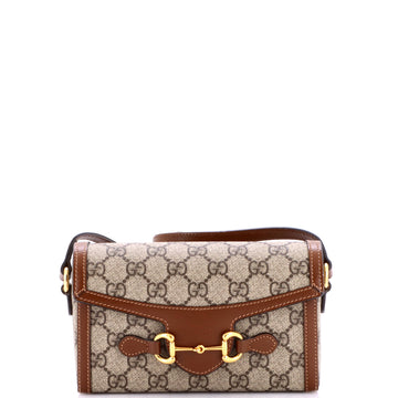 Gucci Horsebit 1955 Flap Crossbody Bag GG Coated Canvas Mini