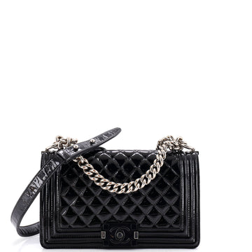 Chanel Boy Flap Bag Quilted Plexiglass Patent Old Medium