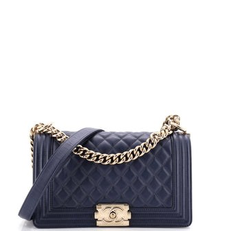 Chanel Boy Flap Bag Quilted Calfskin Old Medium