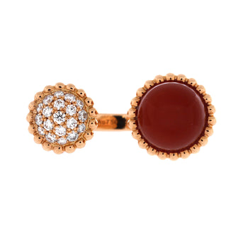 Van Cleef & Arpels Perlee Couleurs Between the Finger Ring 18K Rose Gold with Carnelian and Diamonds