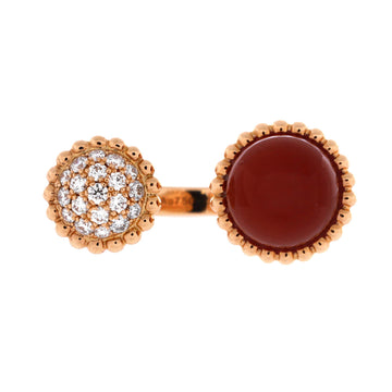 Van Cleef & Arpels Perlee Couleurs Between the Finger Ring 18K Rose Gold with Carnelian and Diamonds