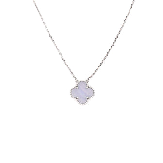 Van Cleef & Arpels Vintage Alhambra Pendant Necklace 18K White Gold and Chalcedony