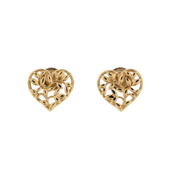 Tiffany & Co. Paloma Picasso Olive Leaf Heart Stud Earrings 18K Yellow Gold