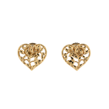 Tiffany & Co. Paloma Picasso Olive Leaf Heart Stud Earrings 18K Yellow Gold